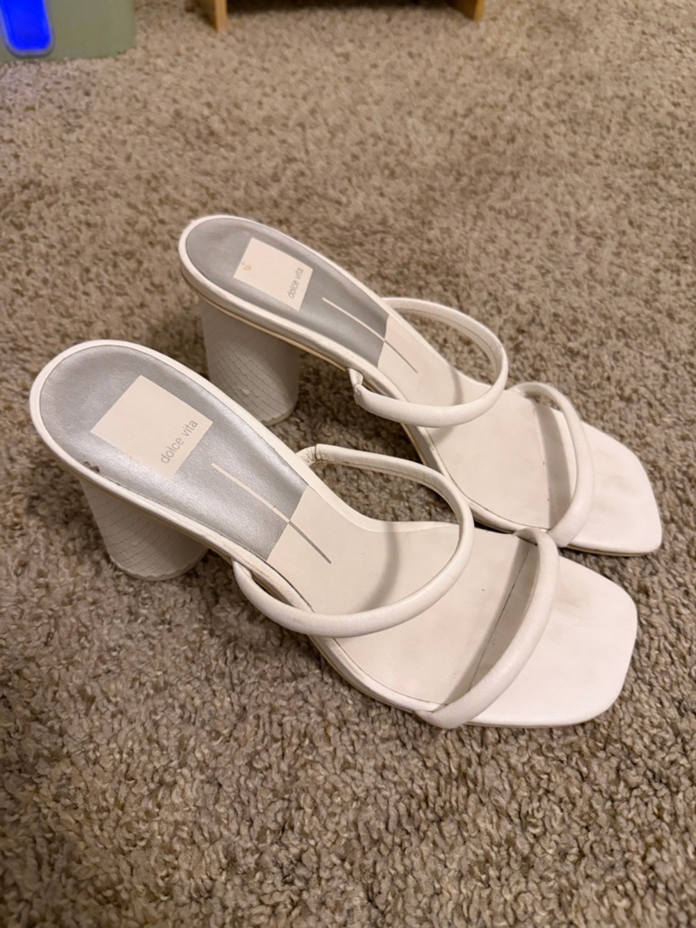 Dolce Vita White Double-Strap Block Heel Sandals